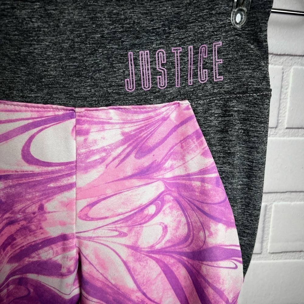 Justice Active Gray/Pink /Purple Swirl Leggings for girls/Size 10 - Picture 3 of 9